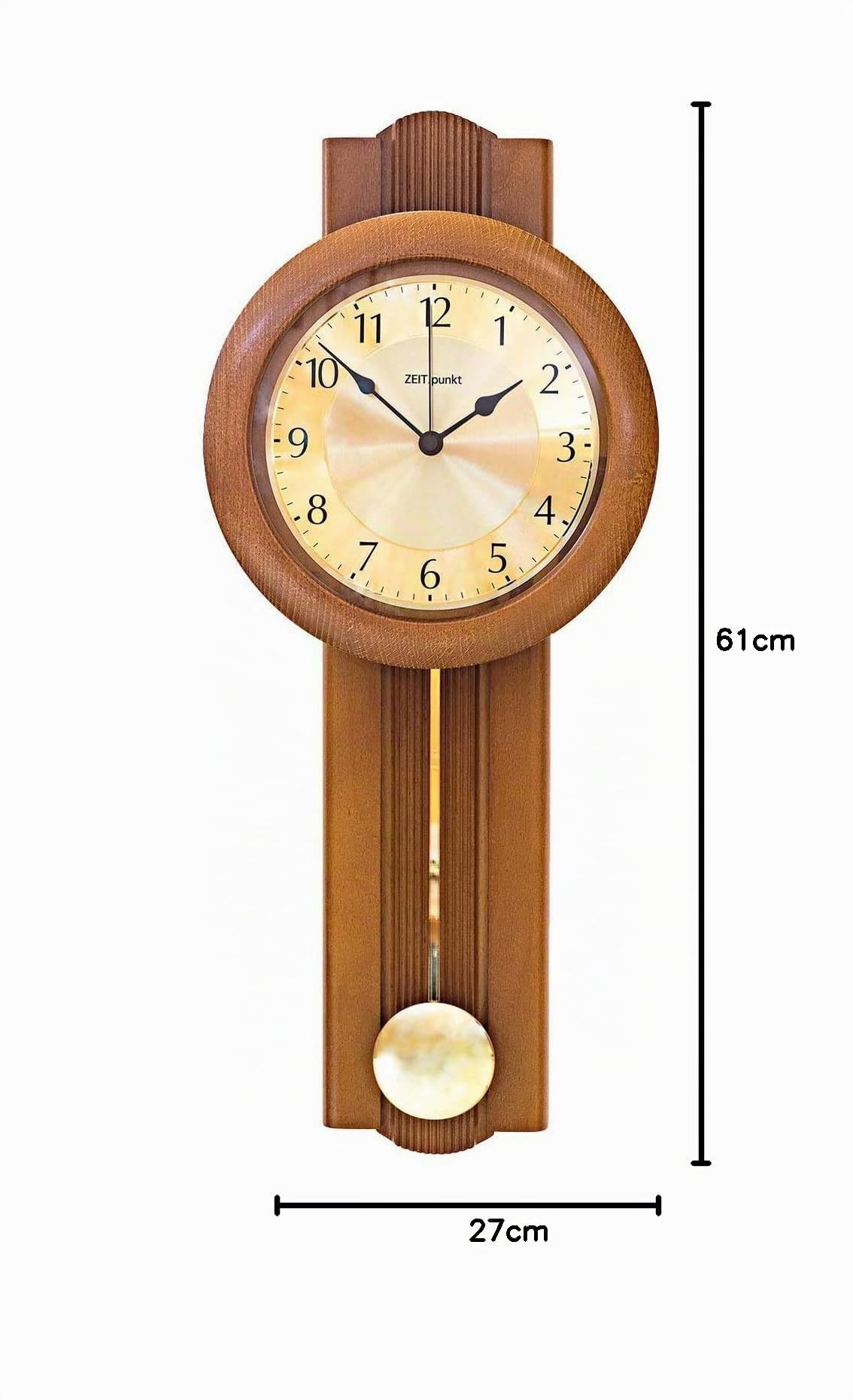 Zeit.Punkt Dornbirn Wanduhr Pendeluhr mit Funkuhrwerk, Made IN Germany, Kirsche - 345410