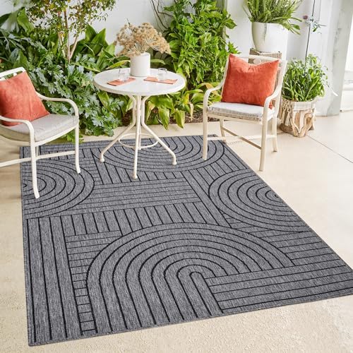 payé In- & Outdoor-Teppich - Antrahzit Grau - 200x290cm - Wendeteppich - Geometrisch - Wetterbeständig für Balkon Terrasse - Indoor Teppiche Wohnzimmer Küche payé In- & Outdoor-Teppich - Antrahzit Grau - 200x290cm - Wendeteppich - Geometrisch - Wetterbeständig für Balkon Terrasse - Indoor Teppiche Wohnzimmer Küche