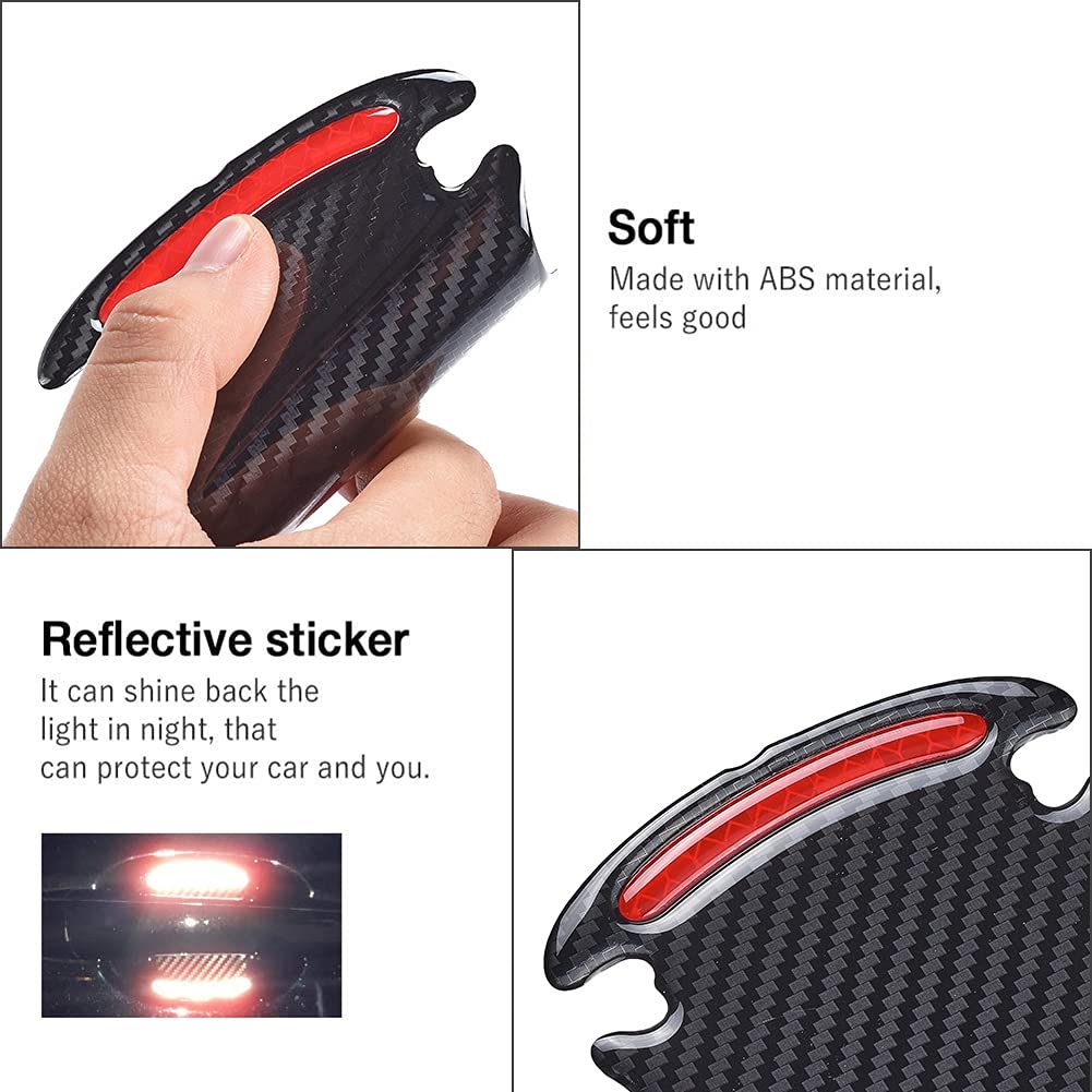 Film Protecteur Réfléchissant Pour Poignées De Voiture - Lot De 8 - Bleu Fibre Carbone - Anti-rayures