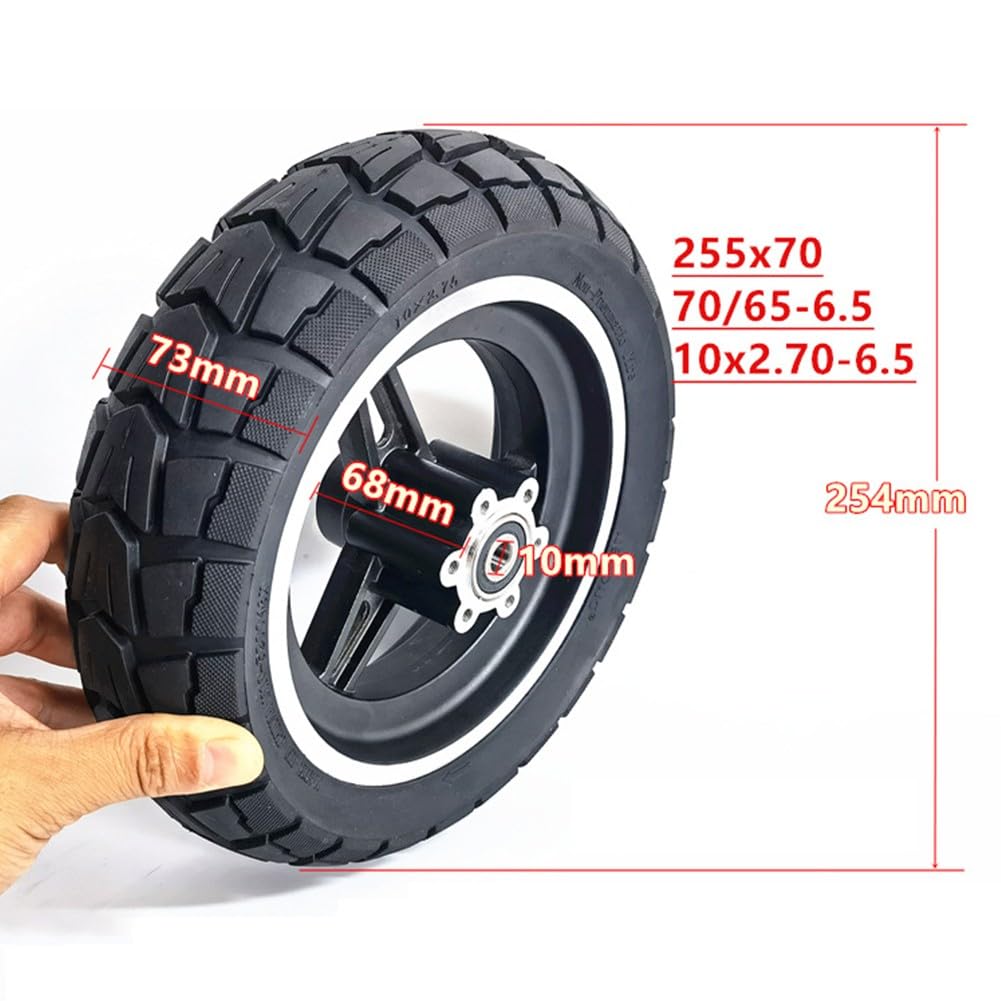 Neumáticos de goma maciza de 10 pulgadas, 10 x 2,70 – 6,5 pulgadas, rueda completa con disco para patinete eléctrico Offroad, color negro