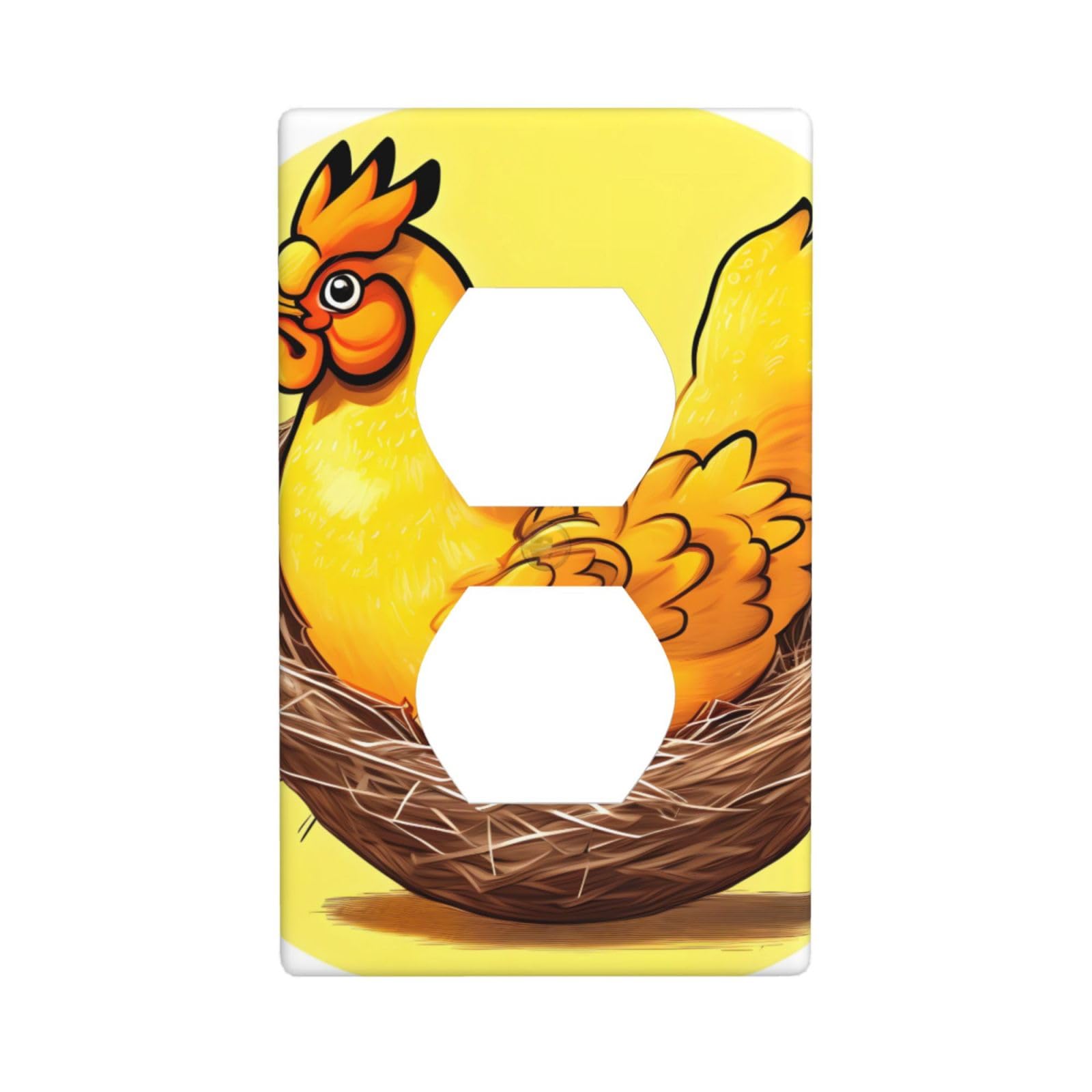 Bird's Nest Golden Chicken Decorative Switch Plate Cover-Unbreakable Polycarbonate Wall Plate for Home Office, 1 Gang with Screws