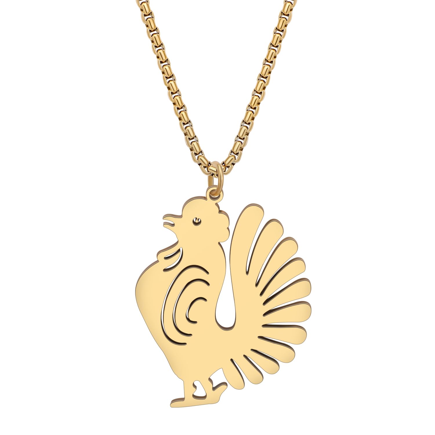 BAMAY Stainless Steel Rooster Hen Chicken Necklace Farm Animals Jewelry Trendy Gifts for Women Girls Pendant Charms