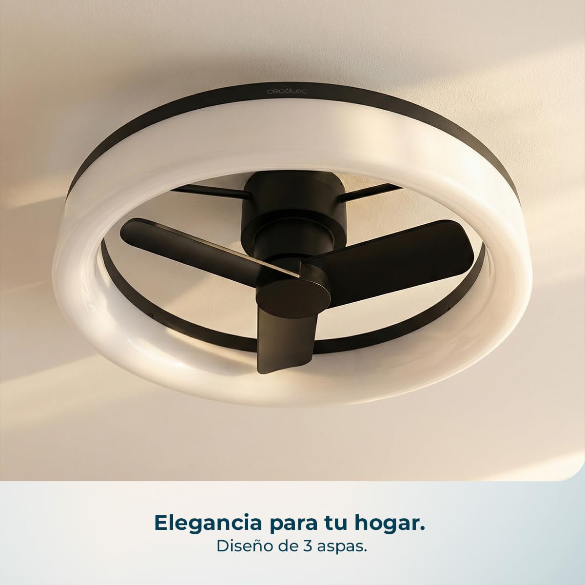 Cecotec Ventilador de Techo con Luz EnergySilence LampAero 770 LightDesign. 25W, Motor DC, 3 Aspas, Luz LED Regulable, Mando a Distancia, Temporizador, 6 Velocidades, Función Verano/Invierno | Fernbedienung, Timer bis 8 Std., 6 Geschwindigkeitsstufen, Som