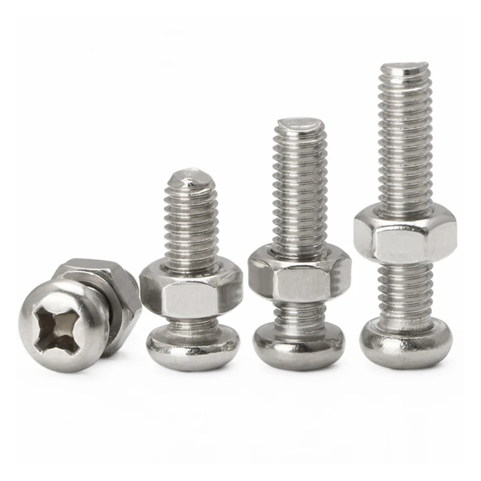 Juego de 5 tornillos de acero inoxidable Micro M3, M4, M5, M6, M7, M8 304, juego de tuercas hexagonales de cabeza redonda cruzada (M7, 100 mm)