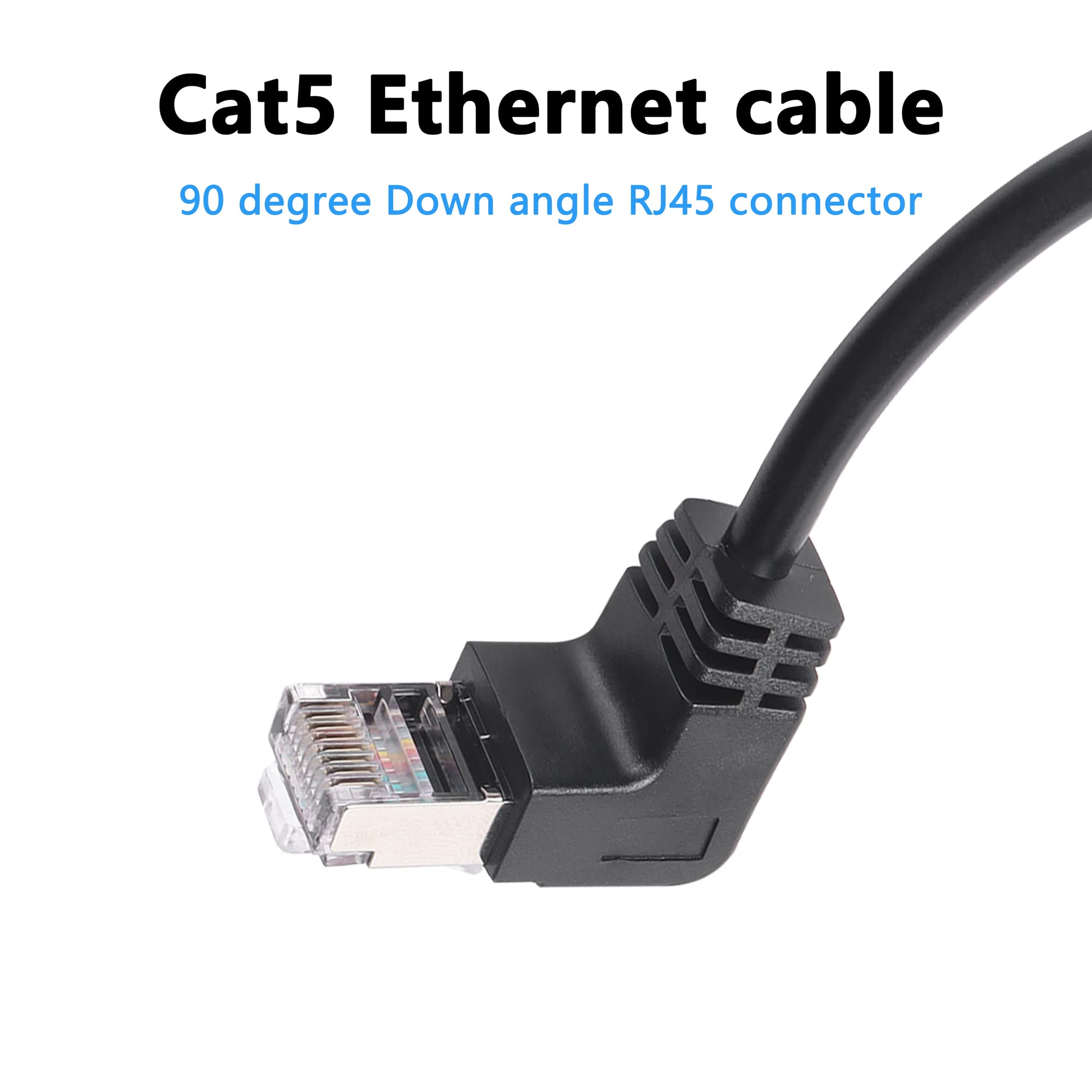 GELRHONR Up Angle CAT5e/5 Ethernet Cable, 90 Degree RJ45 Male To Female Panel Mount CAT5 Shielded Network LAN Extender Cord For Desk, Wall, Chassis Panel Black-Up-1M