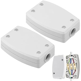 2Pcs 3-Terminal Electrical Junction Box, 13A 250V Flex Connector 3 Core Cable Joiner White Cable Connectors Electric Connectors for Indoor Lighting,Power,Wiring White