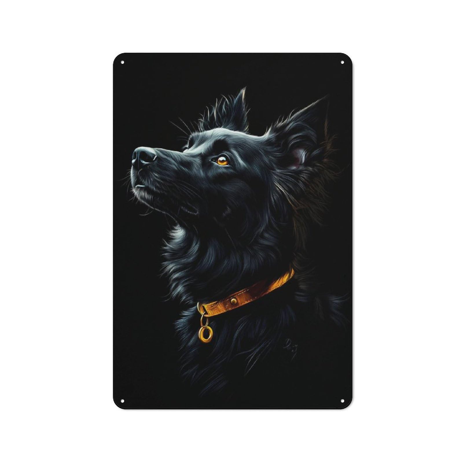 Junmoney Black & Gold Australian Shepherd Vintage-Inspired Tin Sign 30X20cm For Café Or Restaurant, For Cooler-Month Interiors With Vintage Character