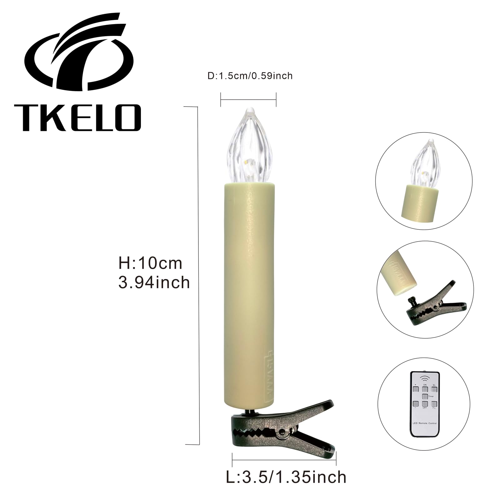 Flameless LED Clips Candles on Christmas Tree Battery Operated Christmas Candle Lights Window Pillar Candles with Remote Timer Perfect for Christmas Holiday Home Wedding Parties Décor 20pcs