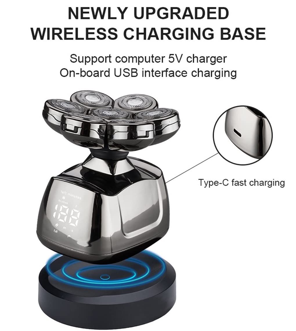 Rasoio elettrico per gli uomini, rasoio elettrico a 7 lame per gli uomini Kit di toelettatura ricaricabile wireless rasoio impermeabile rasoio barba rasoio rasoio USB macchina da barba