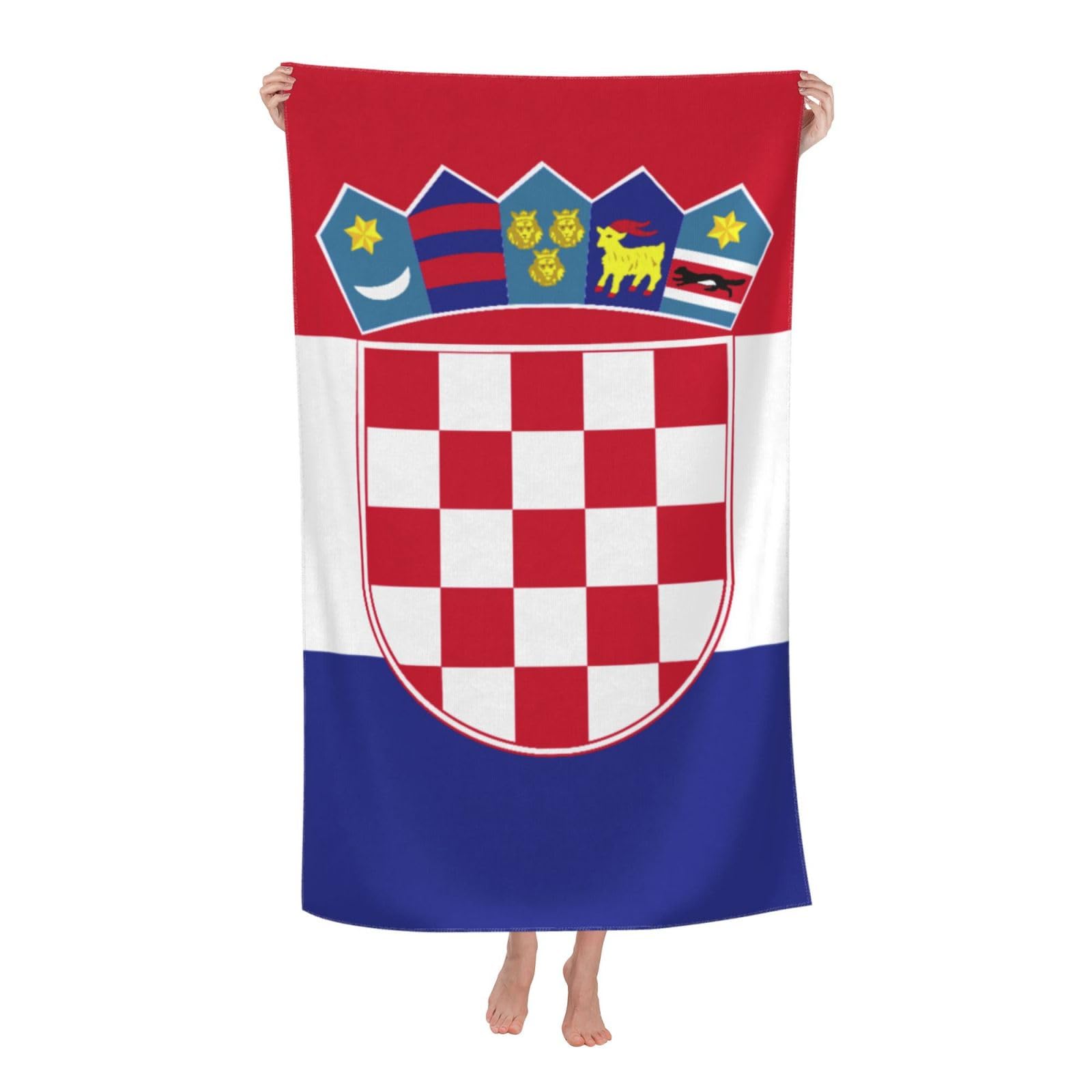 LSRCPD Beach Towel Croatia Flag Microfiber Beach Towels Blanket Oversized Tropical Big Extra Large XL Pool Towels Quick Dry Sandproof for Women Girls Kids