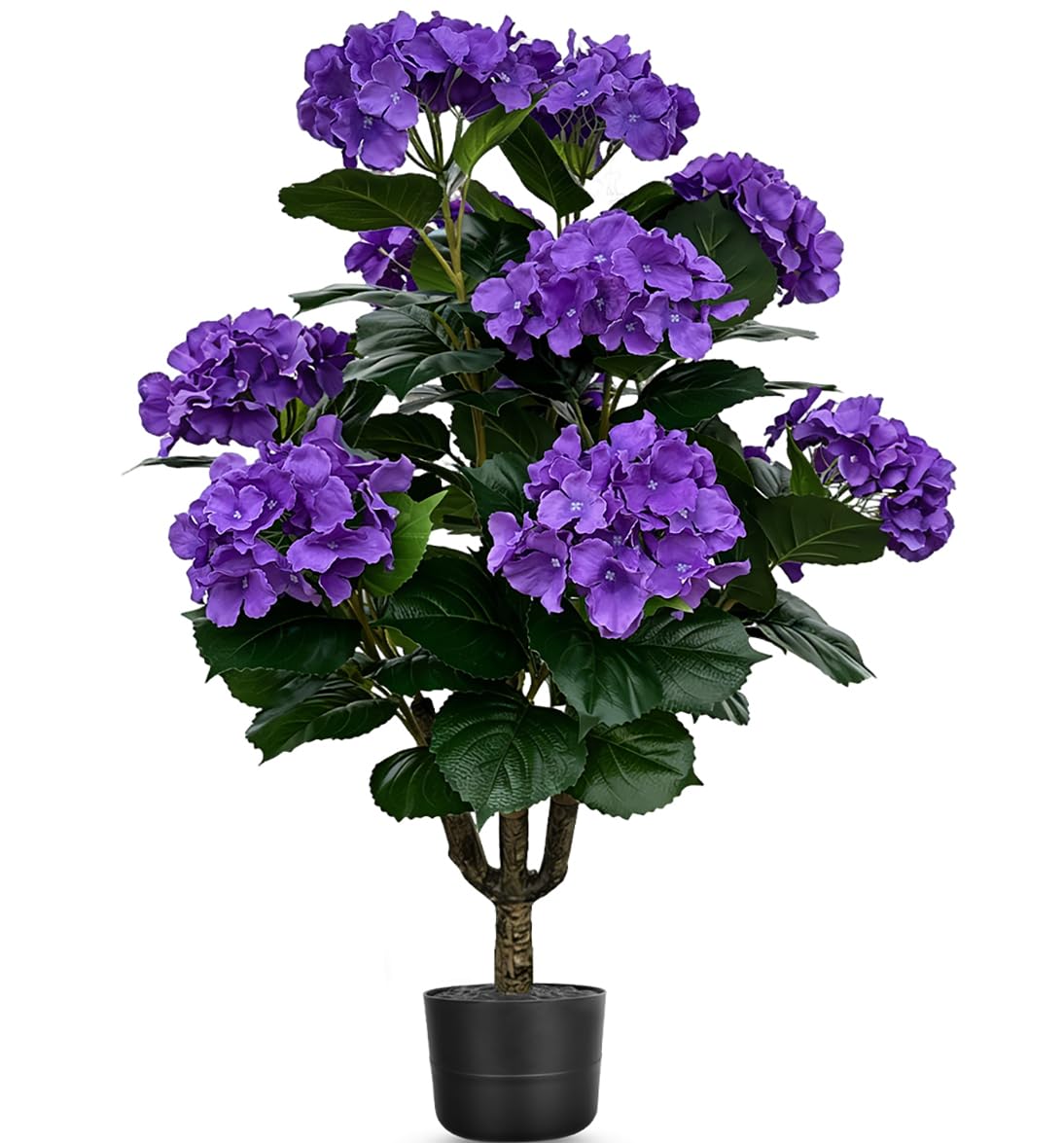 Artificial Hydrangea Tree Indoor Outdoor 90cm, Artificial Hydrangea Plants in Pot with Silk Flowers - Realistic artificial Flowers Tree Bushes Fake Trees Wood Trunk for Garden Living Room Front Door