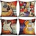 LAXEUYO Juego de 4 Cojin Fundas 45x45 cm, Guitarra Algodón Lino Decorativa Hogar Almohadas Fundas para Sofá Cama Decoración para Hogar