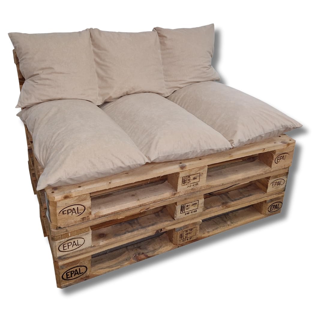 Natalia Spzoo Set di cuscini per pallet, Seduta 120x80, Schienale 120x40 (Set: Seduta + Schienale, Beige)