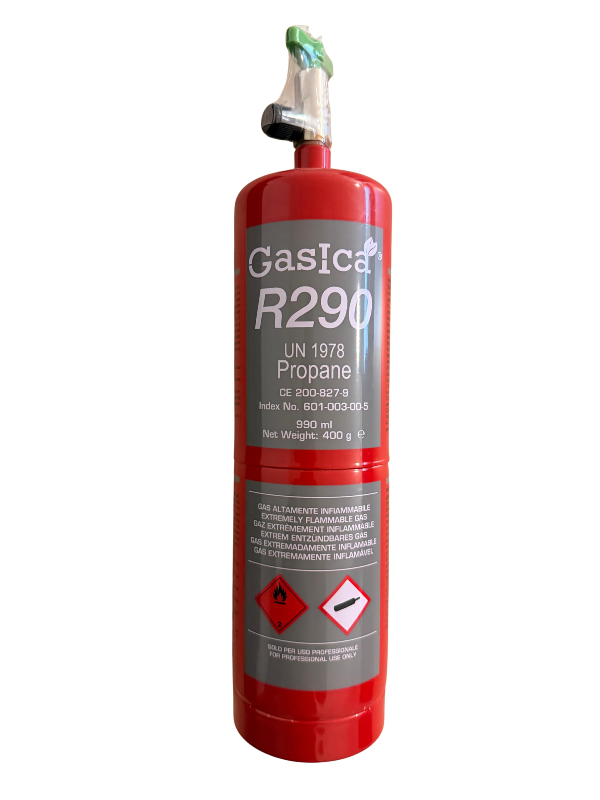 Gas Refrigerante R290 Alta Pureza | Ecológico | Máxima Eficiencia Energética | Compatible con Aires Acondicionados, Bombas de Calor y Equipos de Refrigeración | 400gr Carga Neta