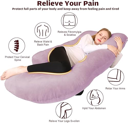 Miniatura 2 de Chilling Home Almohadas de embarazo, almohadas de embarazo para dormir en forma de U, almohada de cuerpo completo, almohada de maternidad de 58
