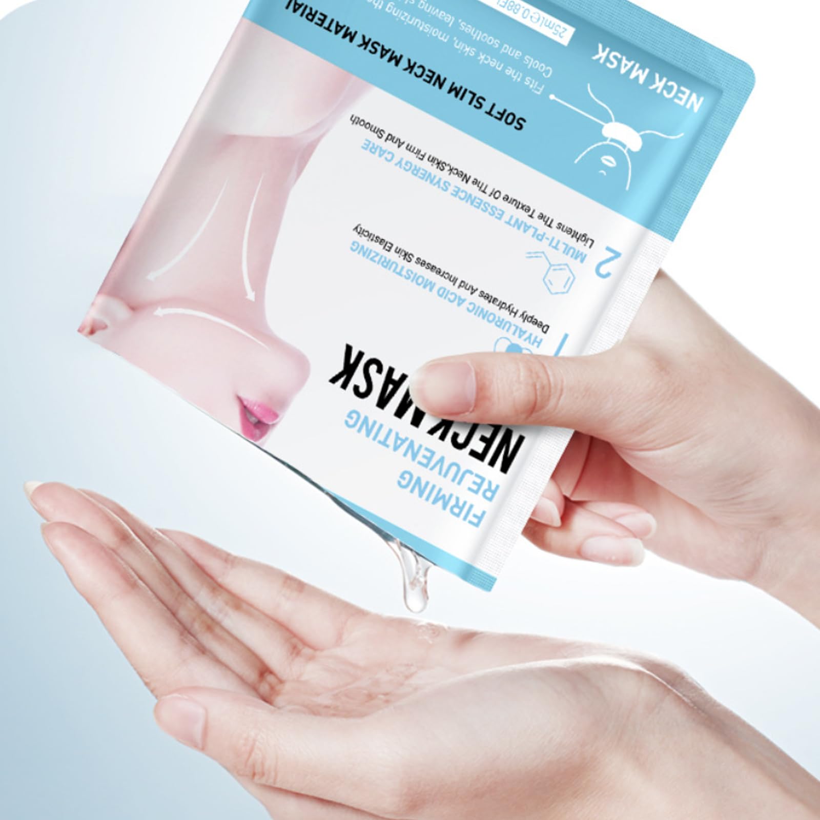 10PC Maschera per il Collo 25g, Essenza Rassodante per il Collo e Décolleté Lifting, Idratante, Anti-invecchiamento, Antirughe, jingshuang-19