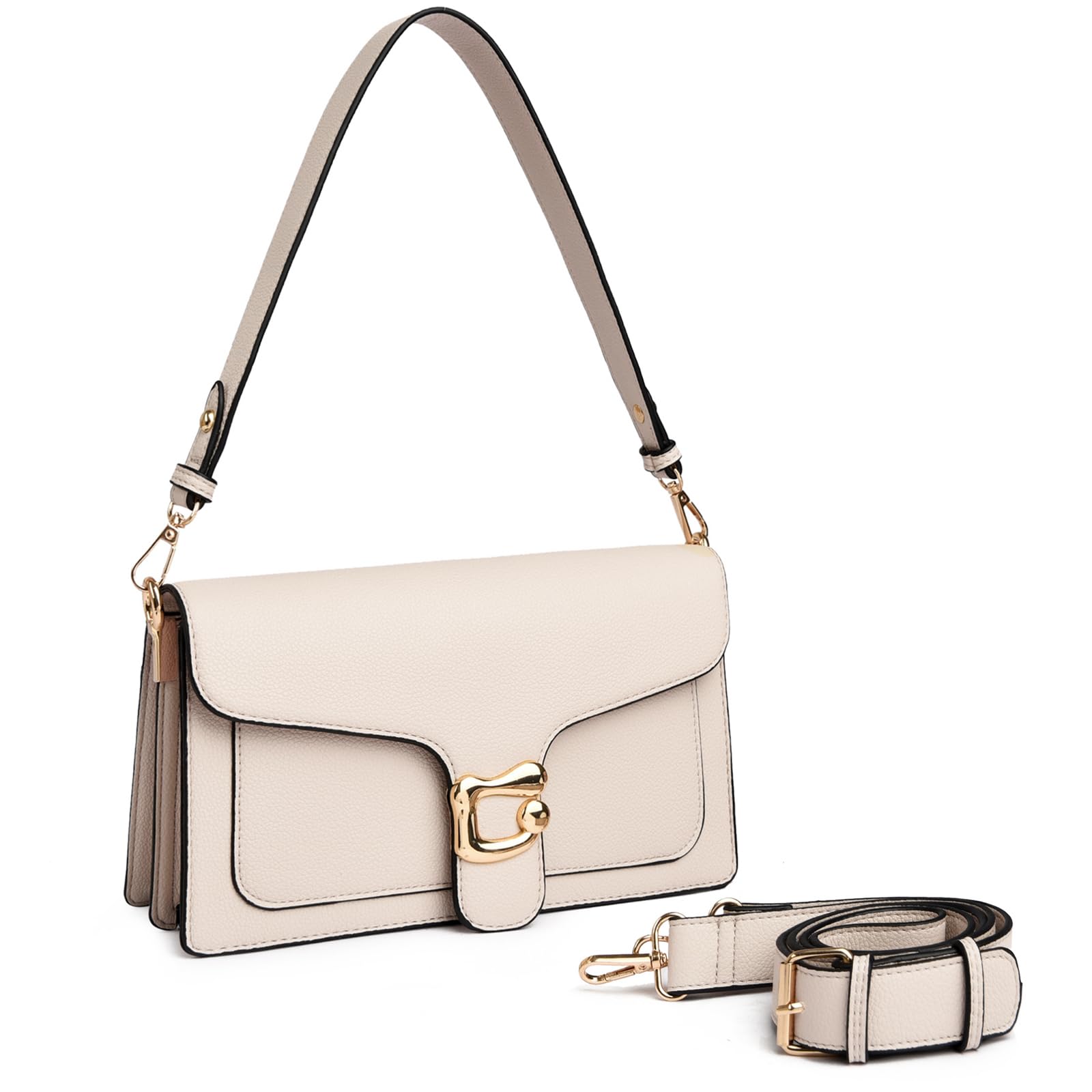 Travistar Handtasche Damen Mittelgroß Umhängetasche Damen PU Leder Crossbody Bag Damen Schultertasche Abendtasche Kupplung mit 2 Abnehmbar Breiter Gurt Kreditkartenfächer