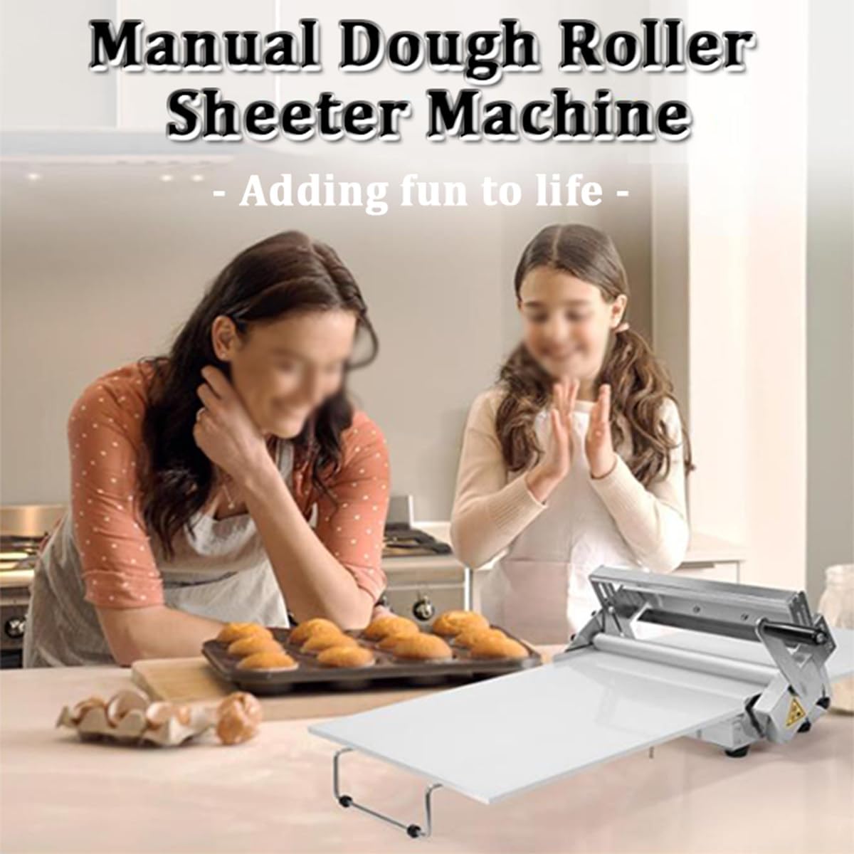 Foldable Dough Sheeter, Manual Countertop Dough Roller Sheeter Stainless Steel Dough Sheeter Machine with 0-25mm Adjustable Thickness for Making Bakery Puff Pastry