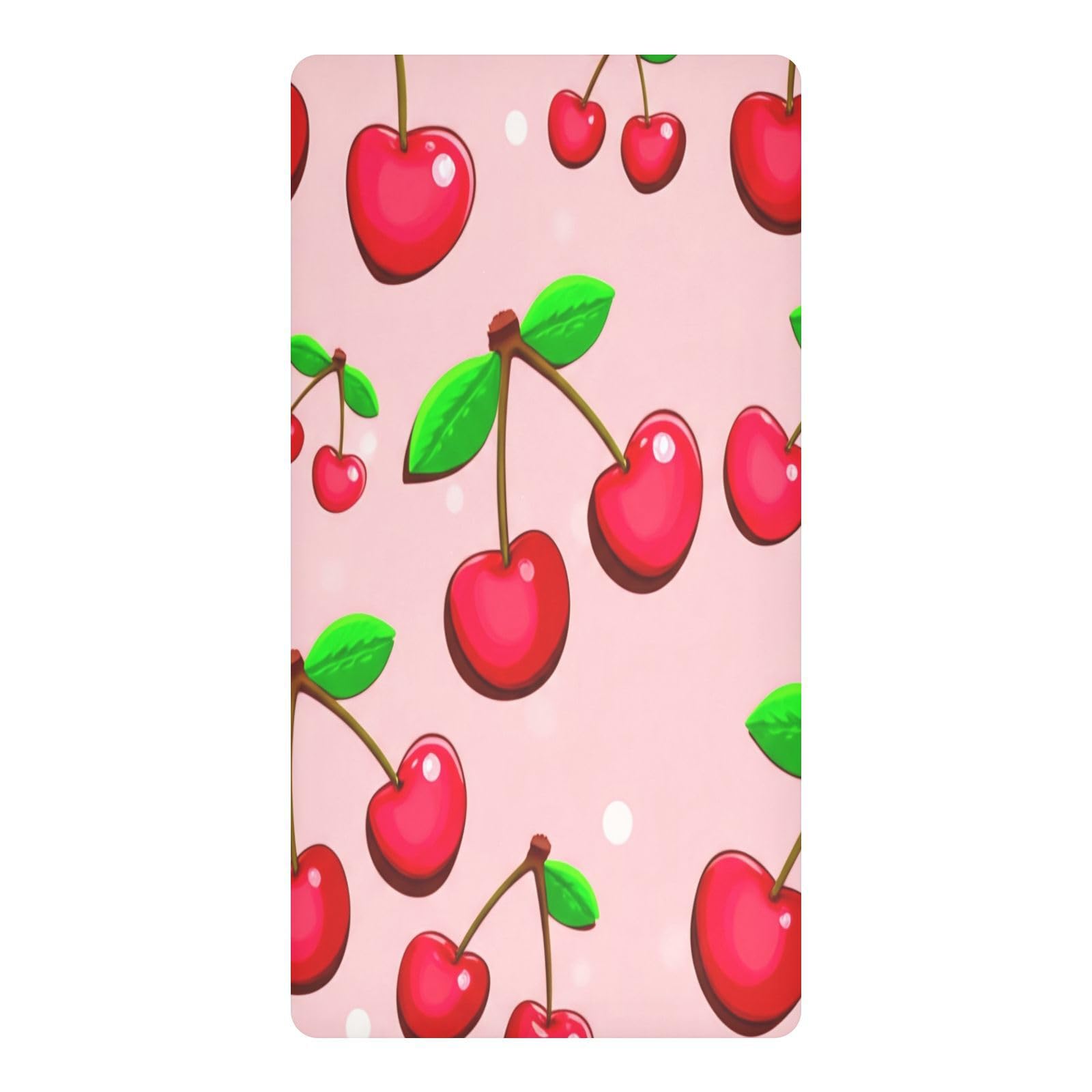 JiangGgen Cartoon Cherry Baby Crib Sheet Soft Breathable for Standard Crib-M
