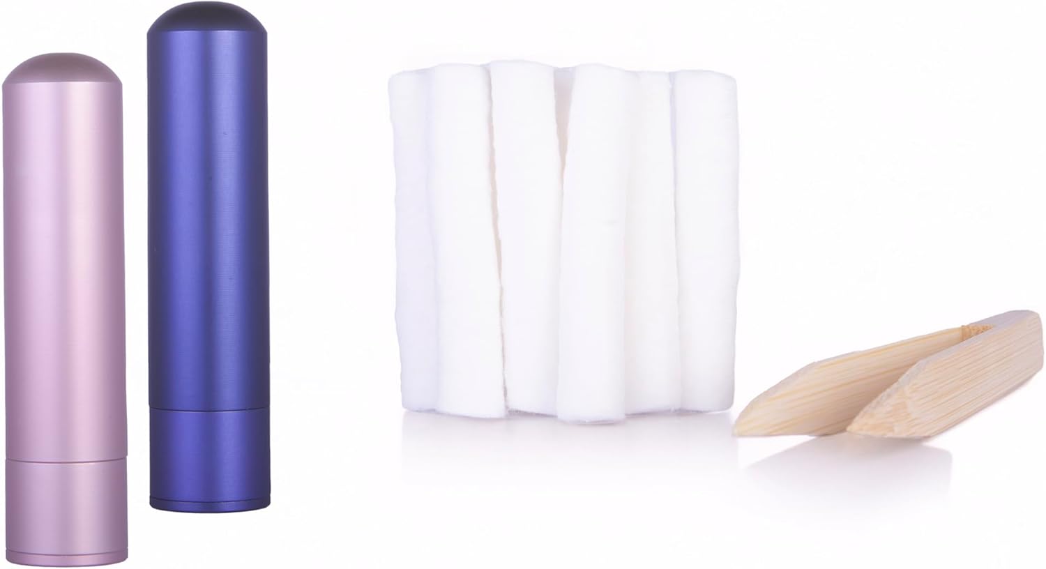 2 Pack - Blank Nasal Inhaler for Essential Oils – Refillable Aromatherapy Essential Oil Stick Made of Premium Aluminum – Comes with 20 Cotton Wicks & Wooden Tweezers
