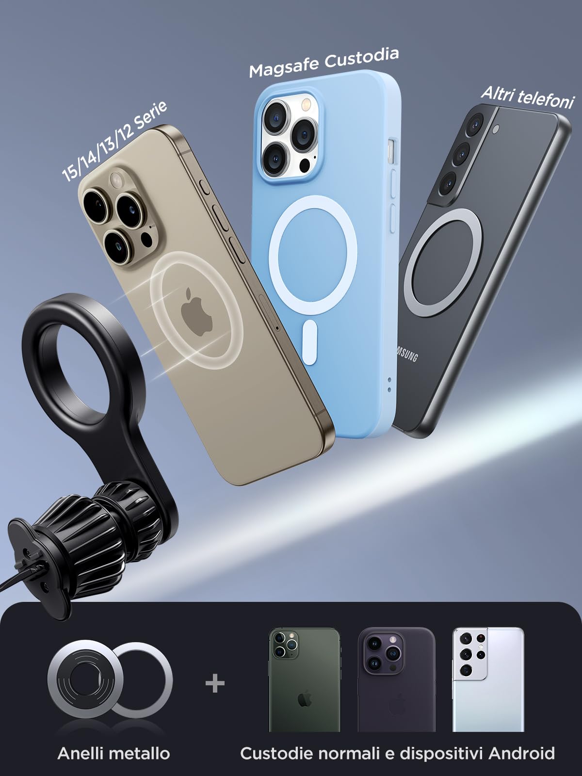 JOYROOM 2025 Progetto per Magsafe Porta Cellulare Auto, [Non Bloccare Sfiato] Supporto Magnetico, [Magnete Militare 20xN55] Portacellulare Auto Universale per iPhone 16 15 14 13 Tutti Telefono