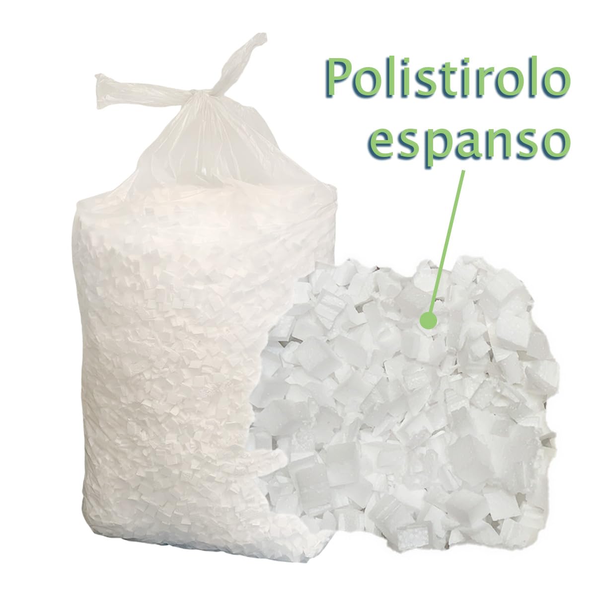 Sicignano Trucioli di Polistirolo Espanso Sacco da 4,4 kg Cad. (Circa 220L), Leggero e Ammortizzante Truciolato Ideale per Imballaggi, Riempimenti, Protezione Oggetti e Lavori Creativi