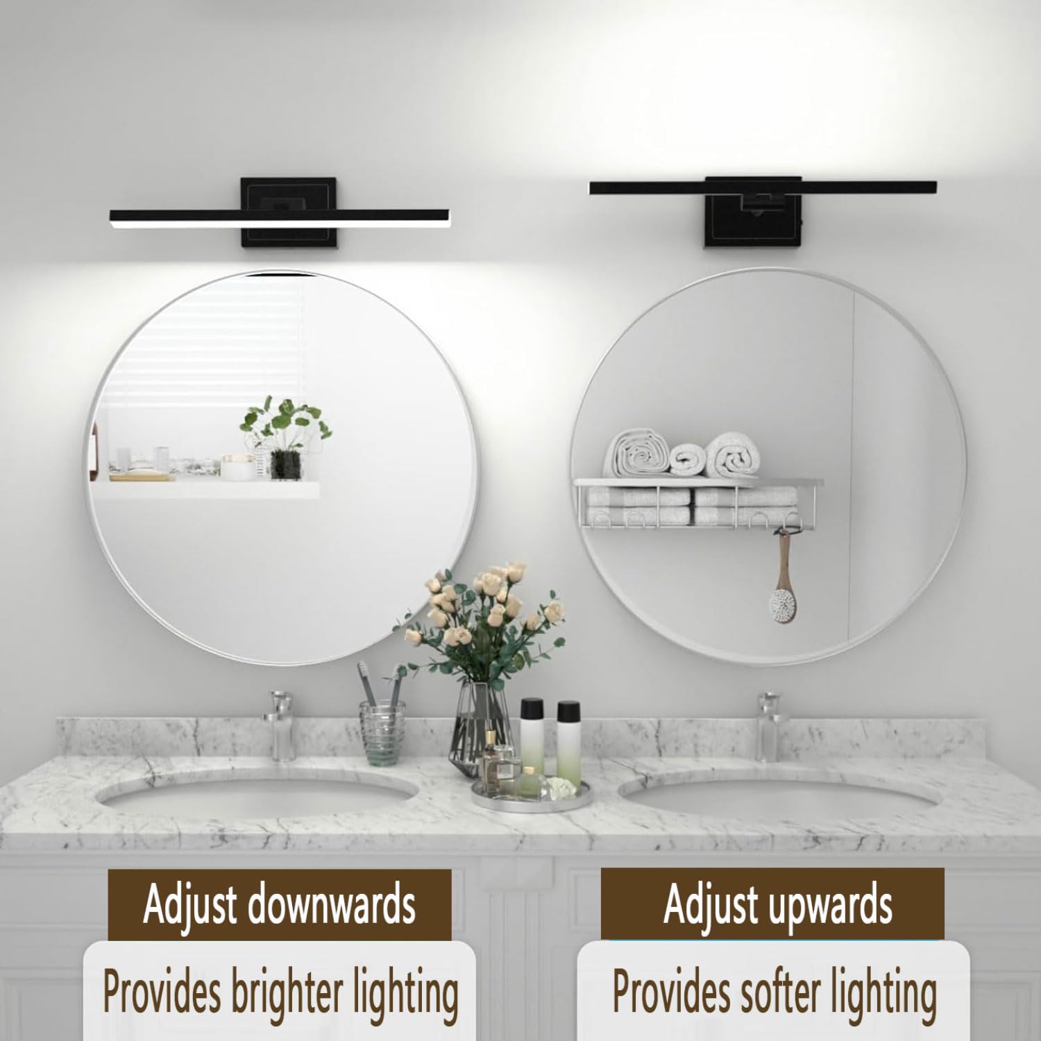 Luce Specchio Bagno LED Girevole di 180° LED Specchio Lampada Impermeabile IP44 Lampada da Specchio Bagno Applique Bagno Specchio Moderno Bianco Caldo 3000K LED Specchio Lampada