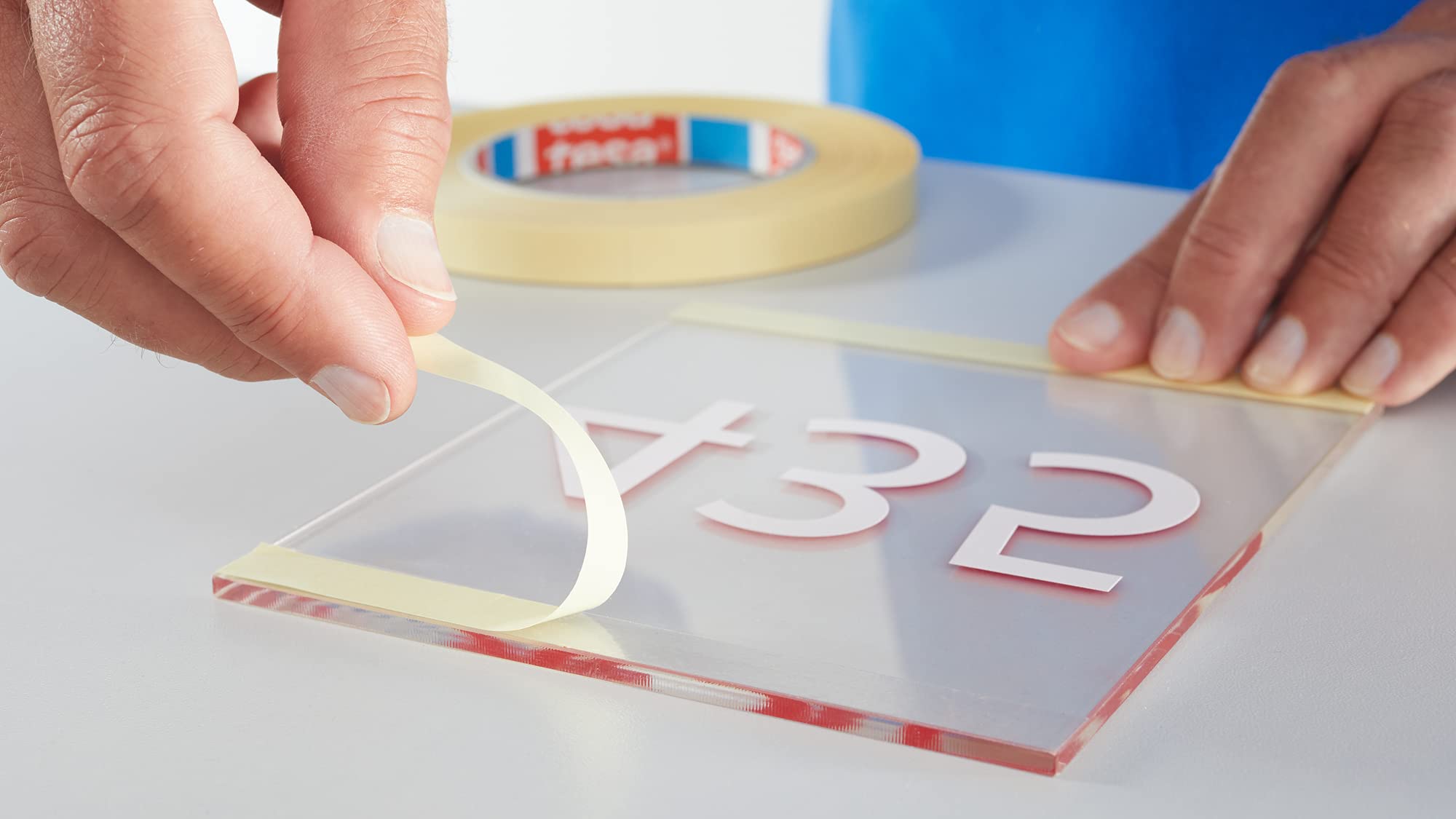 tesa fix 64621 Cinta adhesiva doble estándar resistente a la humedad para fijación y fijación, cinta adhesiva transparente, 25 m x 5 cm, paquete de 6 unidades