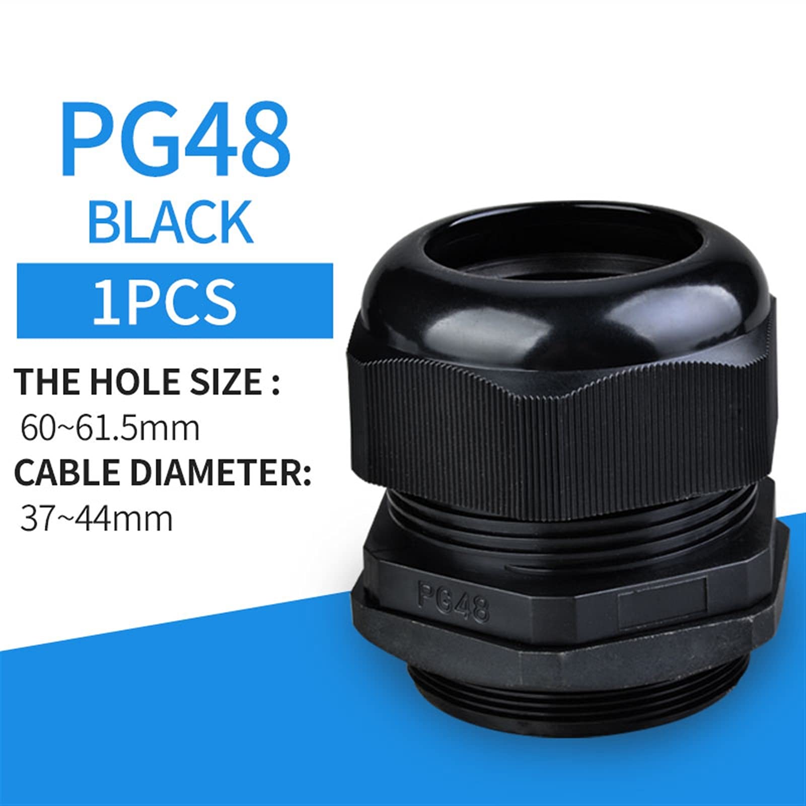Kit de mezcla de sellos de cable, Prensaestopas de nailon IP68 Multicolor Varios tamaños(Pg48 Black 1pcs)