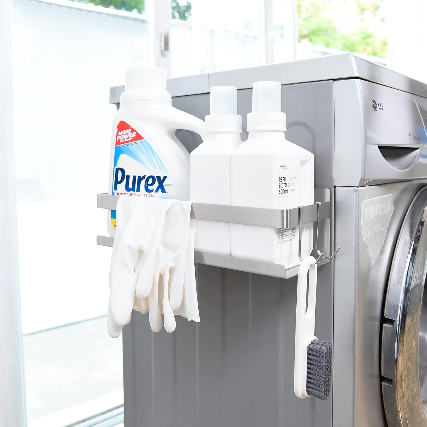 Magnetic Spice Rack for Refrigerator Spice Organizer, Strong Magnetic Shelf with 2 Removable Hooks Space Saver for Refrigerator and Microwave Oven, Metal Fridge Shelf(1 pack Silver) - Image 5