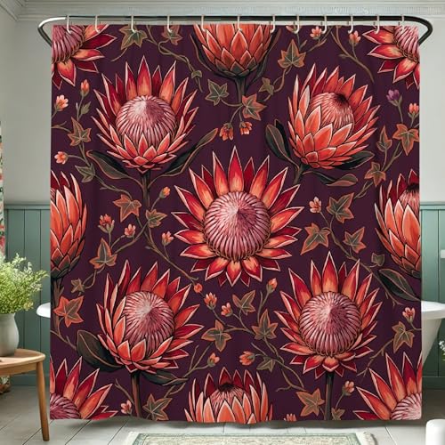 Rideau de douche imperméable rouge 183 cm pour éviter les projections d'eau au sol - 5