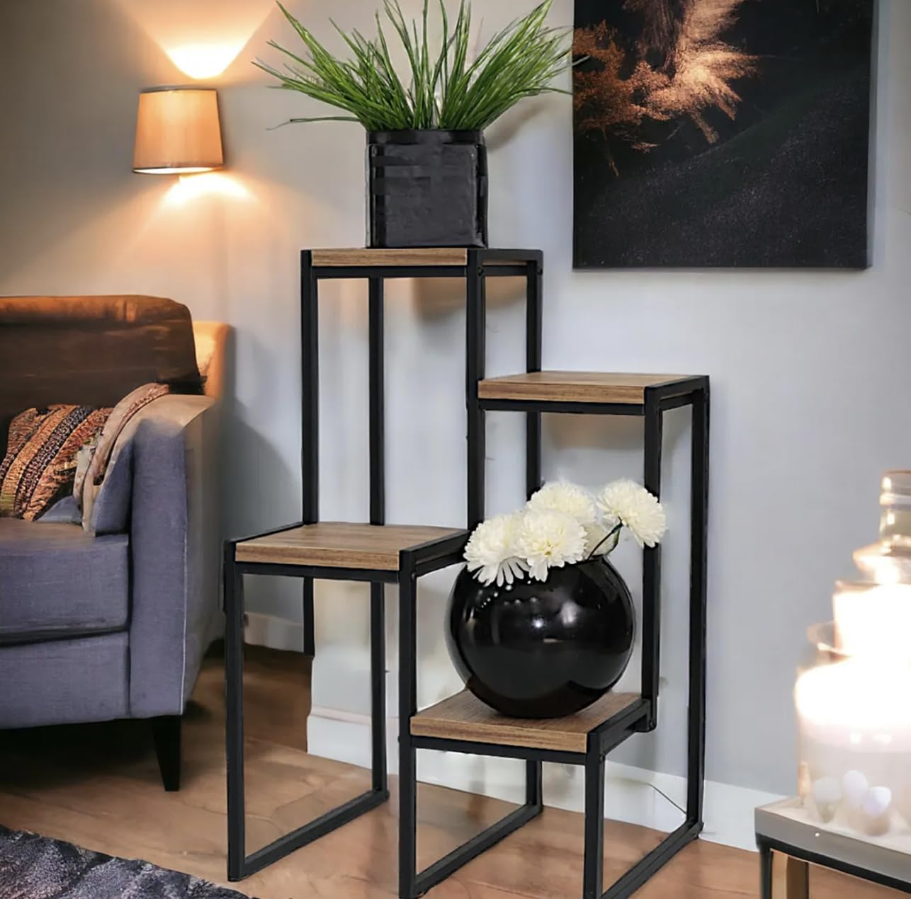 Support pour plantes balcon et salon Étagère à fleurs intérieure