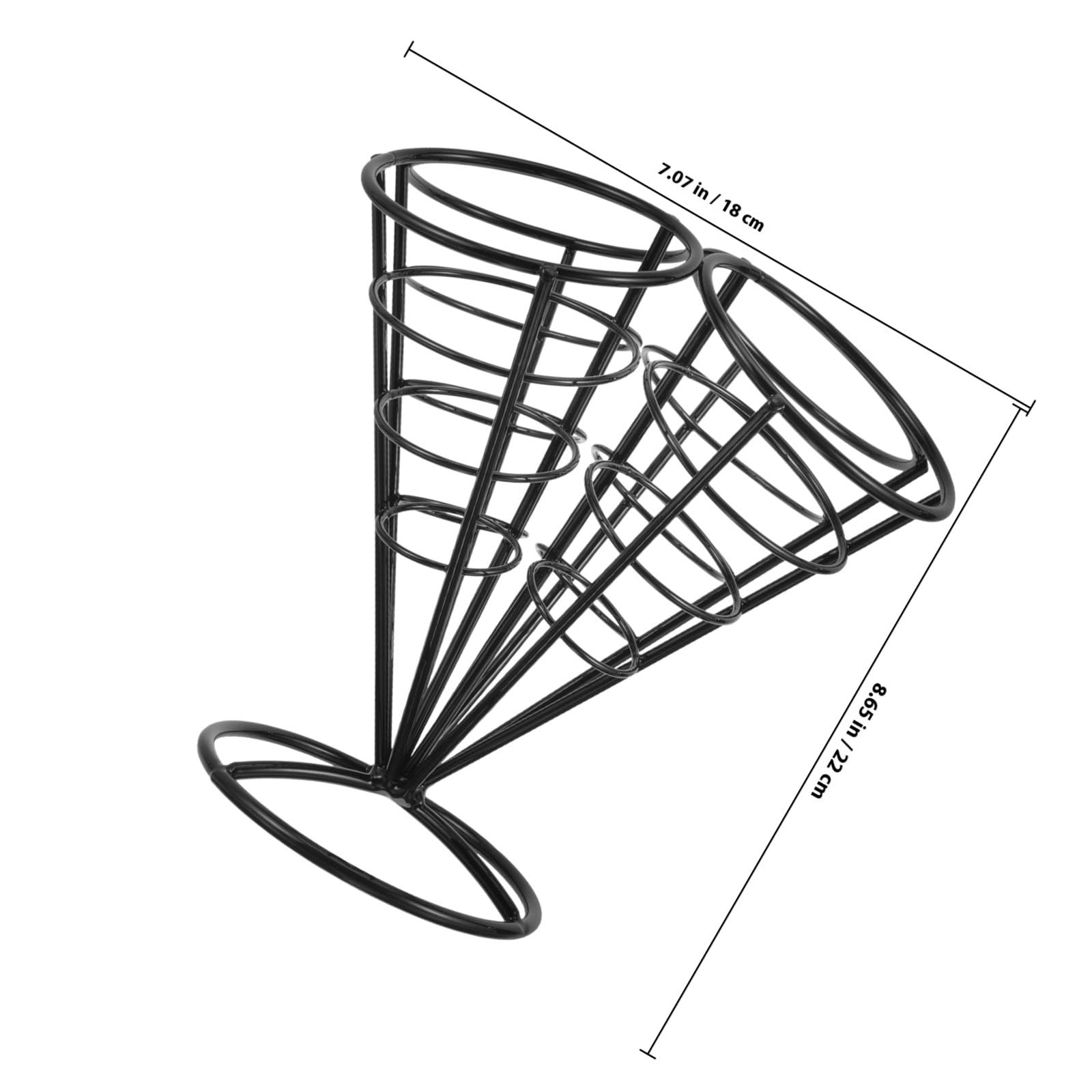 INOOMP Soporte para Papas Fritas de Acero Inoxidable, Cesta Negra Brillante 4 Orificios para Snacks y Aperitivos, Adecuado para Servir en Casa, Cafeterías y Fiestas, Porta Bocadillos
