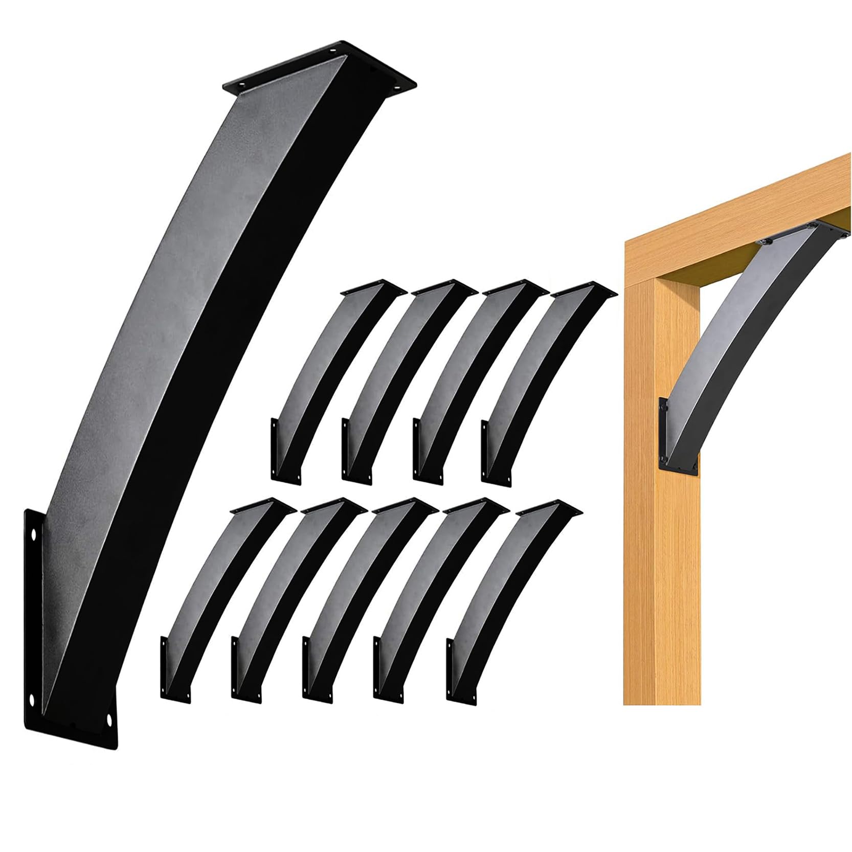 LQSYBHD Heavy Duty Arc 45 Degree Angle Support Bracket Steel Pergola Bracket Wood Post and Beam Support Angle Corner Brackets for Gazebos Decks Porches Pergola Reinforcement(Size:10pcs)