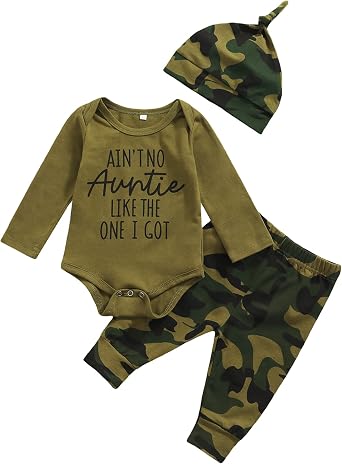 Amazon.com: Conjunto de mono de camuflaje para bebé y niño, conjunto de  tres piezas, ropa de verano para bebés : Ropa, Zapatos y Joyería