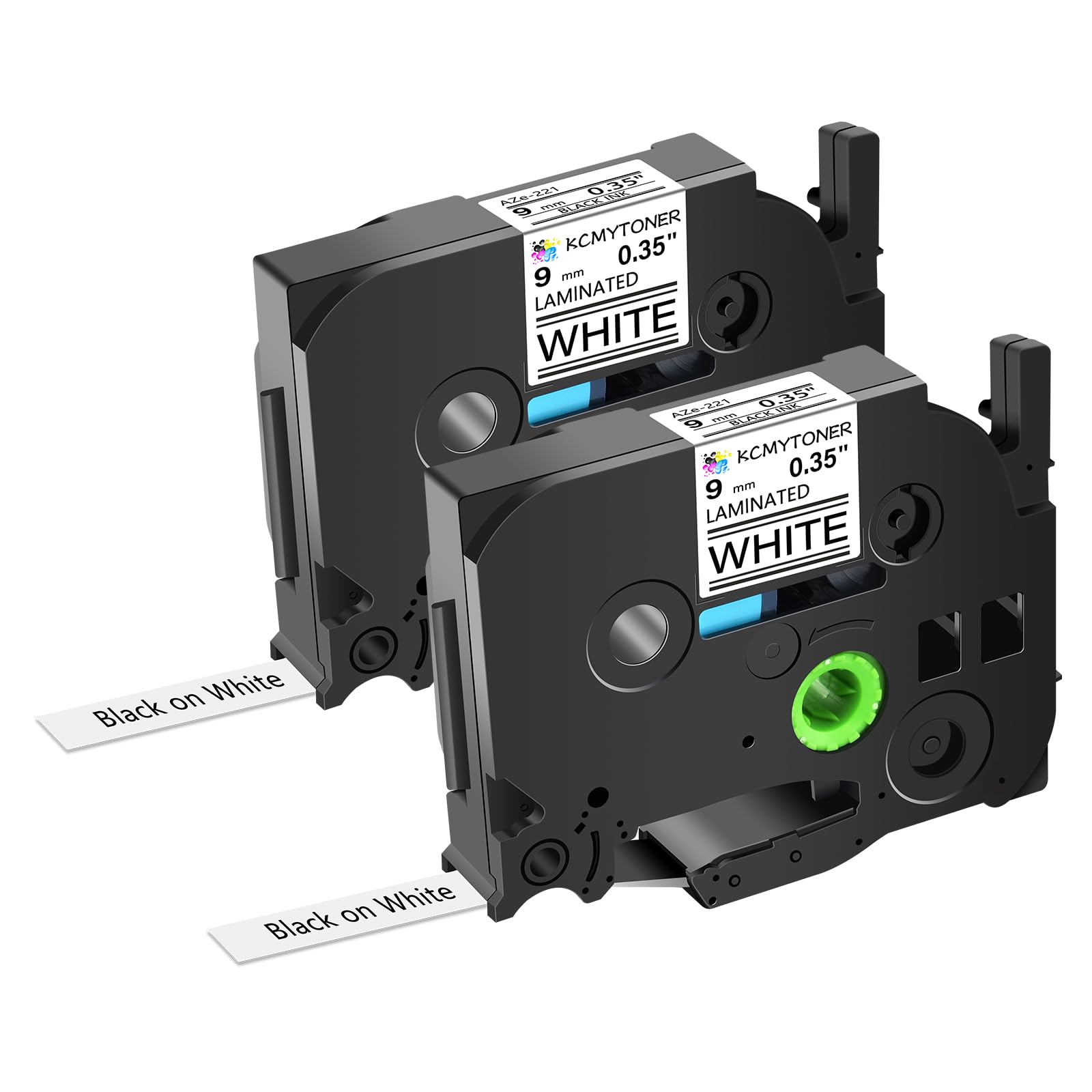 KCMYTONER 2 Pack Compatible for Ptouch Label Maker Tape 9mm 0.35 Laminated White TZe TZe TZ Tape TZe-221 TZe221 TZ221 for PT-1290SBVP PT-1300 PT-