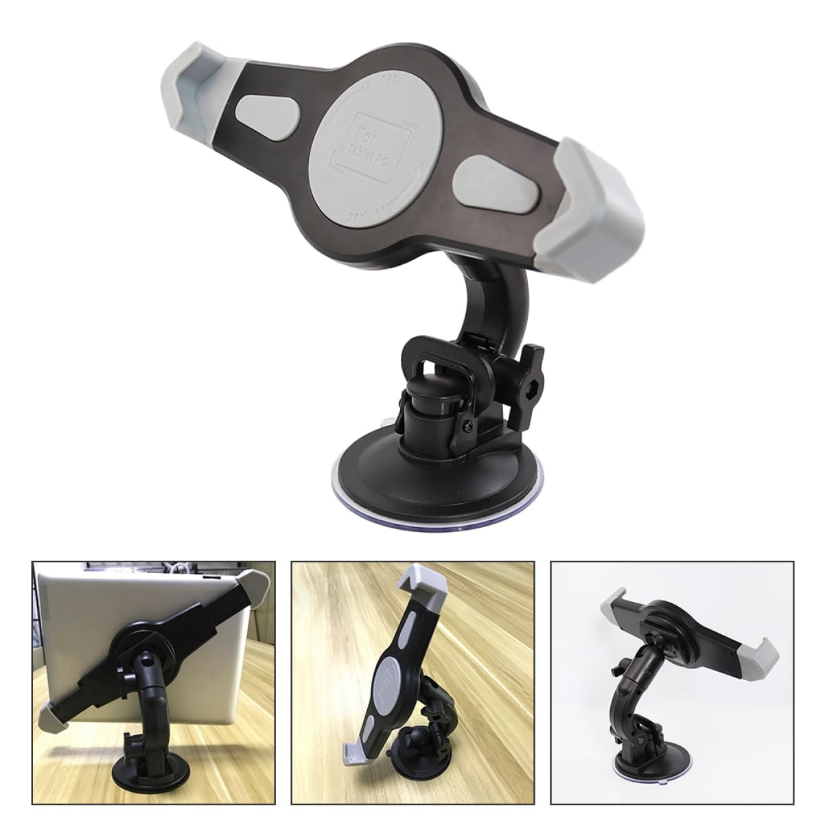 GRIRIW 1pc Car Holder Swivel Tablet Mount for Car Suction Cup Tablet Bracket Easy Install Navigation Rack