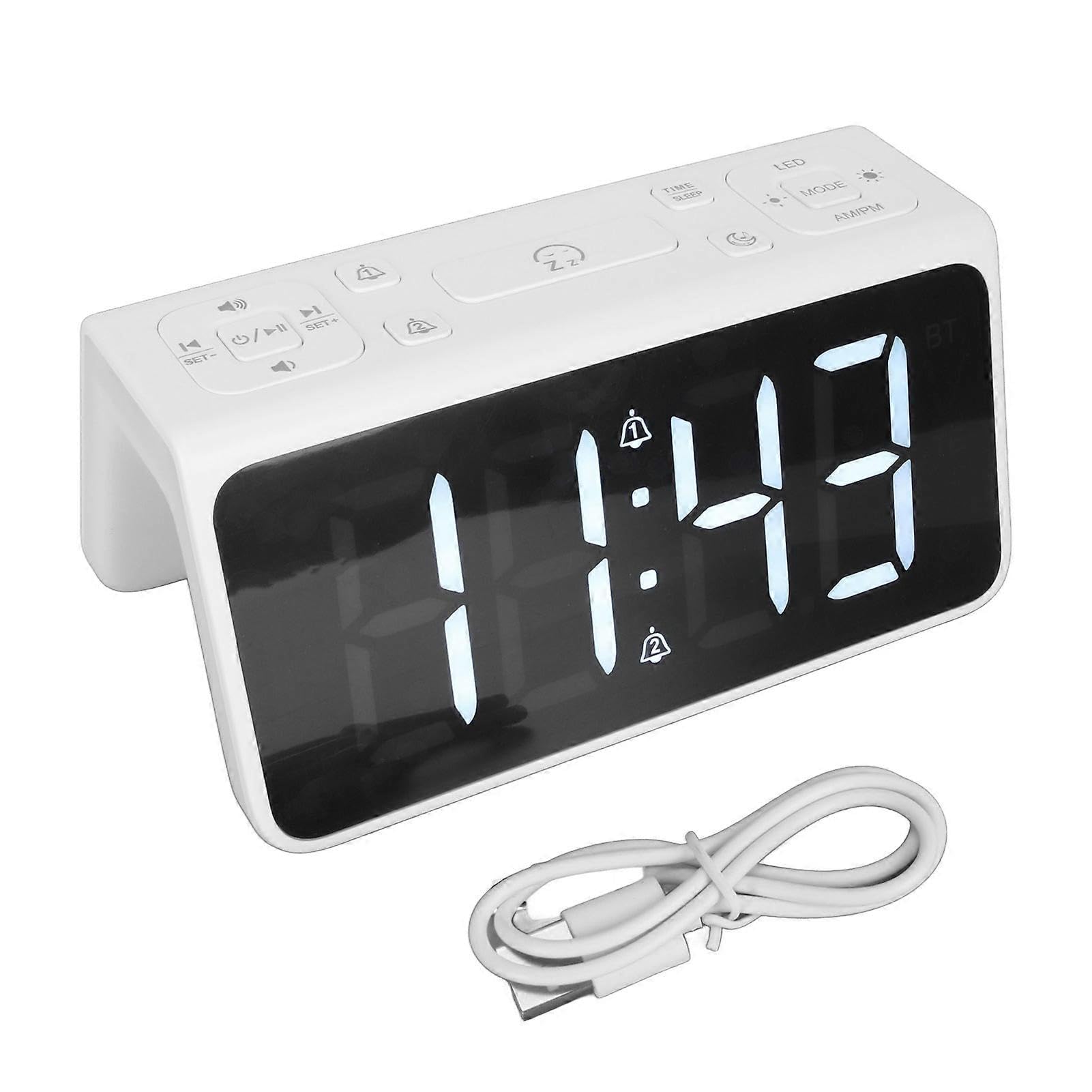 JOYHAPPST Desktop Clock Bluetooth Speaker Dual Alarm Clock White Noise Voice Broadcast Alarm Clock Speaker with Light for Bedroom