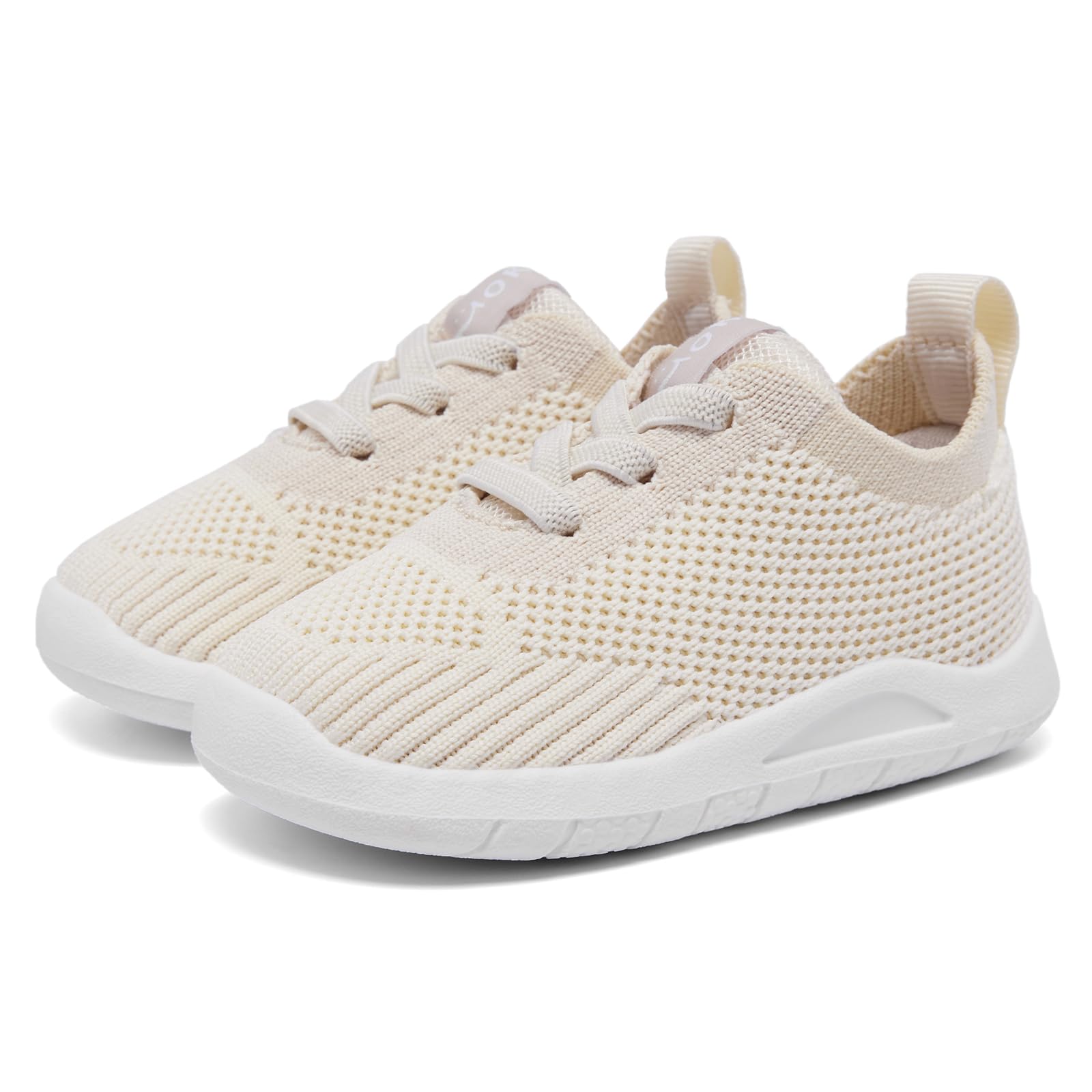 MORENDL Toddler Shoes Baby Walking Sock Shoes Infant Sneakers Boy Girl Barefoot Tennis Shoe Non-Slip Brethable Khaki 12-15 Months