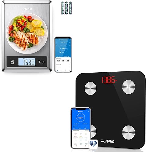 RENPHO Báscula de baño inteligente monitor de grasa corporal Bluetooth báscula de peso rastreador de ajuste analizador digital de composición de