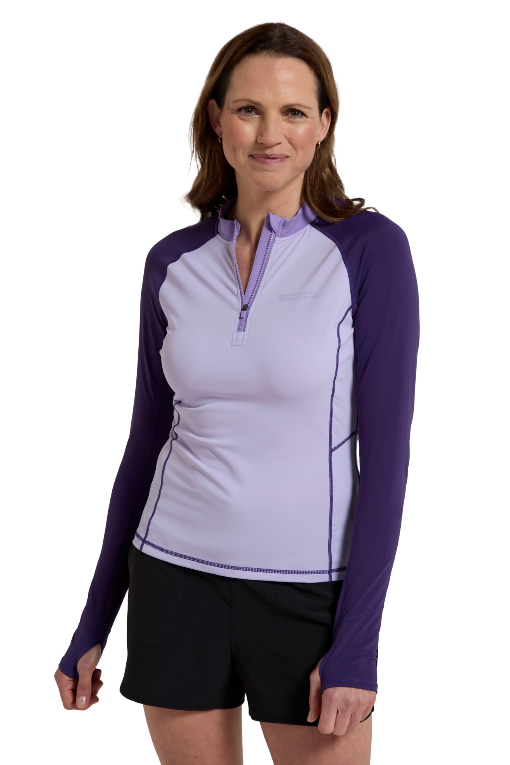 Mountain Warehouse Helston Womens Long Sleeve Rash Vest - UPF 50+, Chlorine & Saltwater Resistant, Lightweight, Comfy - Spring Summer, Swimming, Water Sports Dusky Purple 16