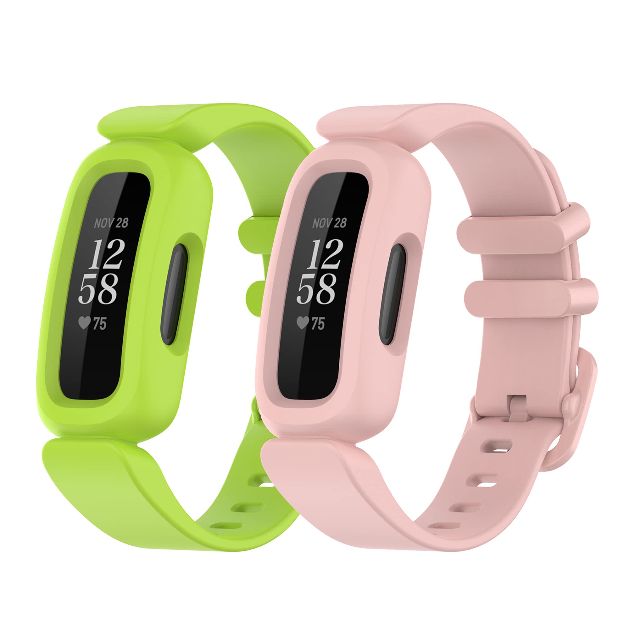 Chofit (2-Pack Replacement Straps Compatible with Fitbit Ace 3 Strap, Soft Silicone Sport Adjustable Flexible Wristbands Arm Band for Ace 3/ Inspire 2 Activity Tracker (Lime+Pink) — image 1