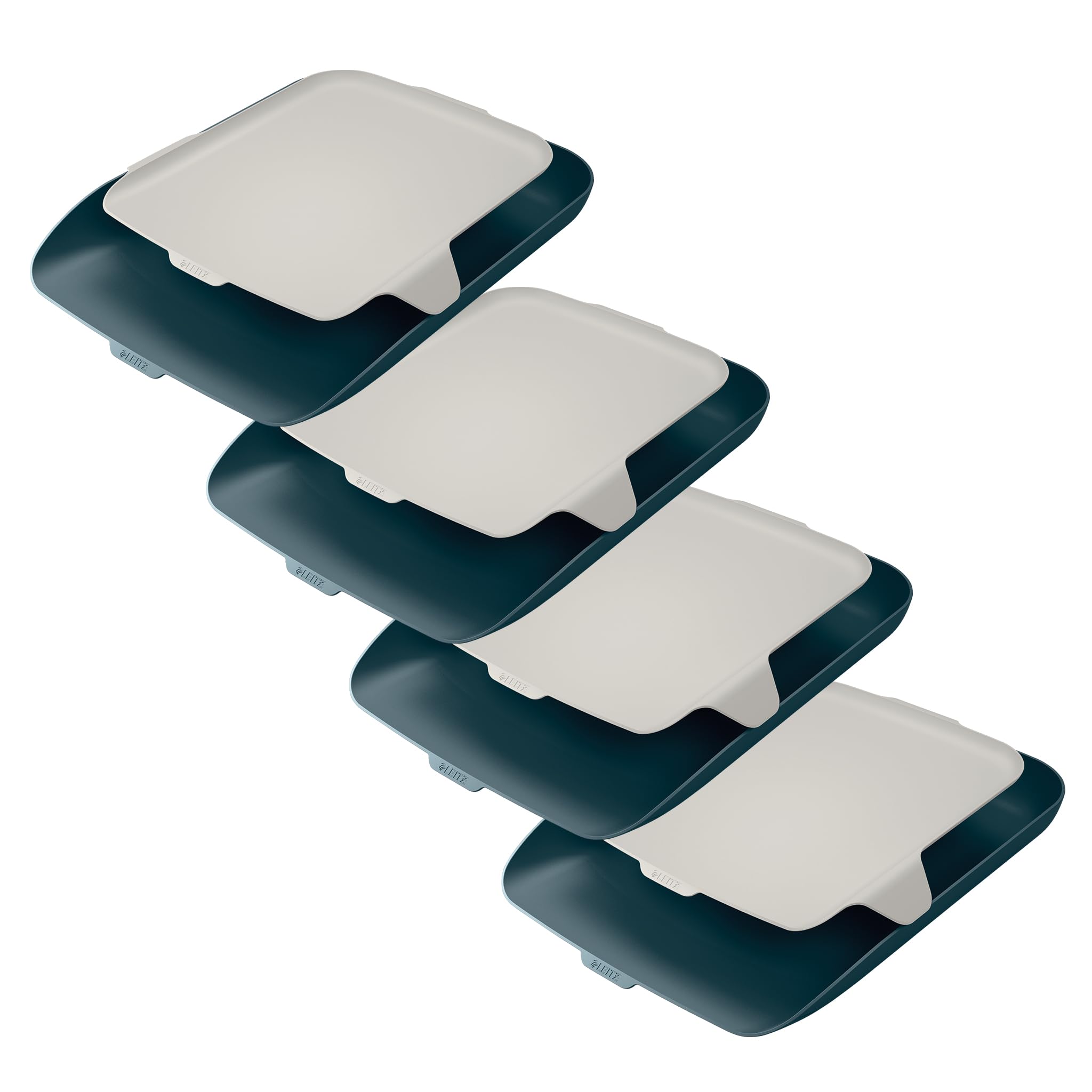 Leitz Cosy Series A4 Letter Tray with Organiser, Pack of 4, Velvet Grey, 52590089