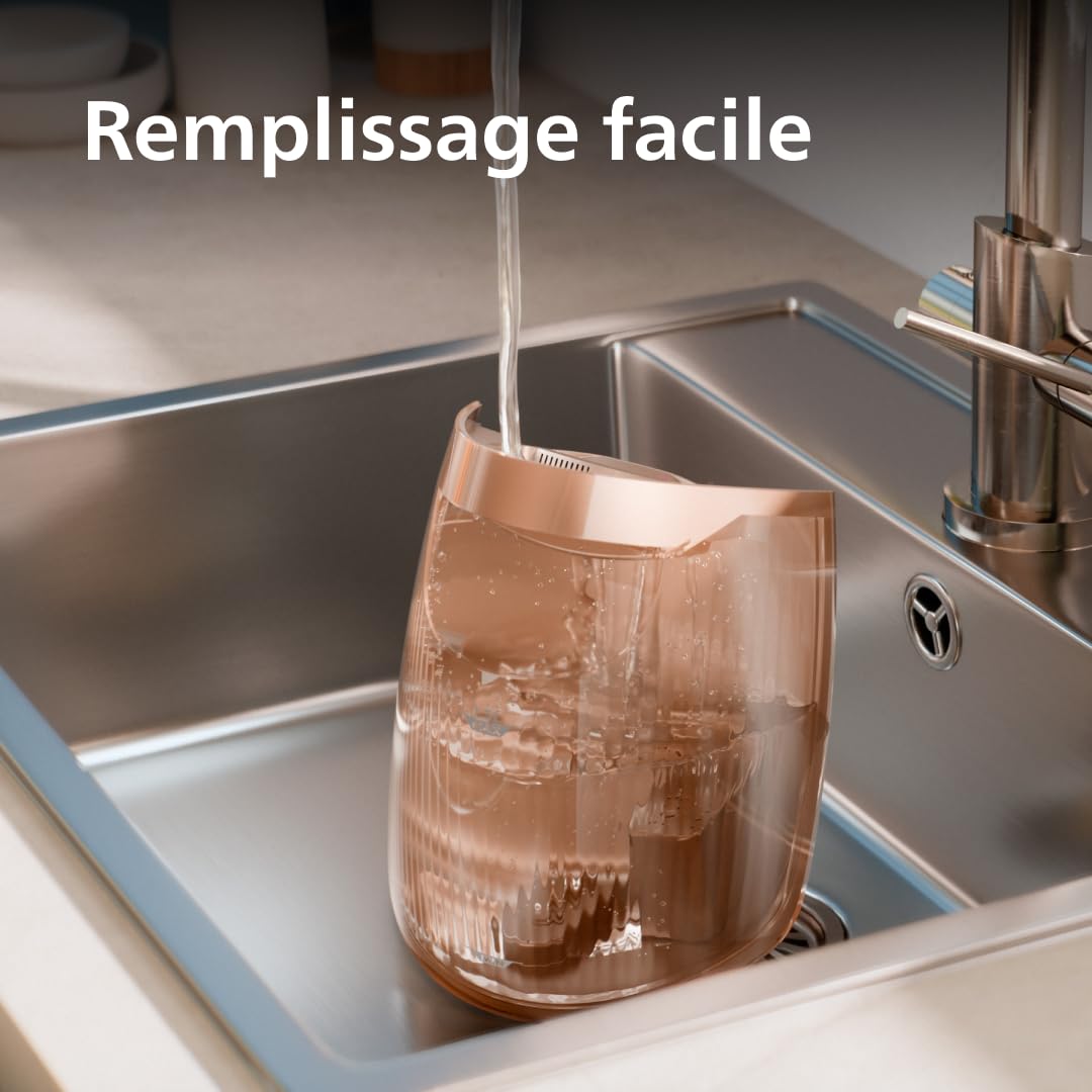 PHILIPS Centrale vapeur PerfectCare Série 7000-2850W, Pressing 650 g/min, 8.5 Bars, Technologie OptimalTEMP, Réservoir 1,5L, Semelle SteamGlide Elite, Vapeur Intelligente, Noir/Doré (PSG7300/80)