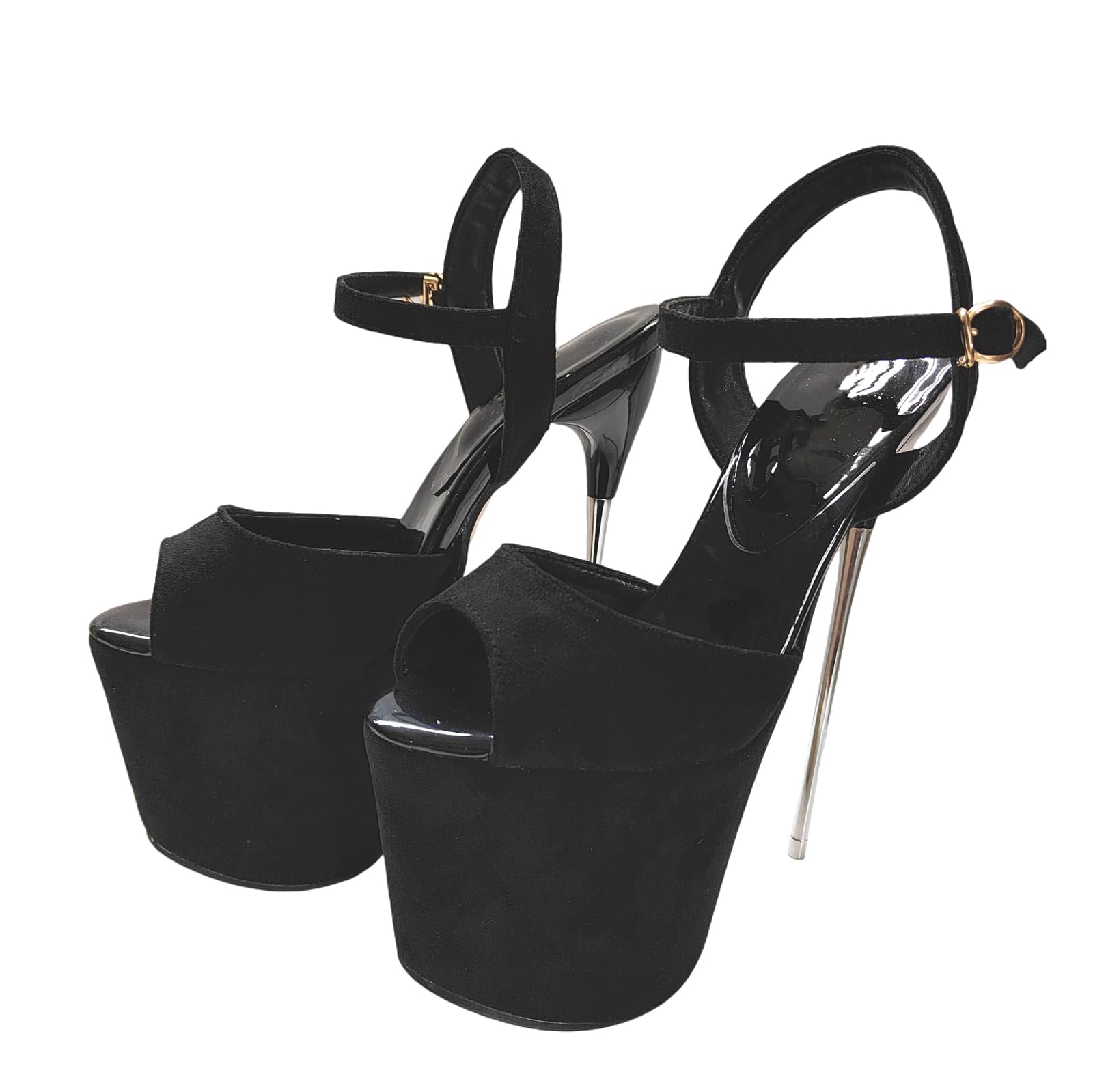 Sandalias de Tacón Alto 19 cm para Mujer con Plataforma y Tira al Tobillo Punta Abierta