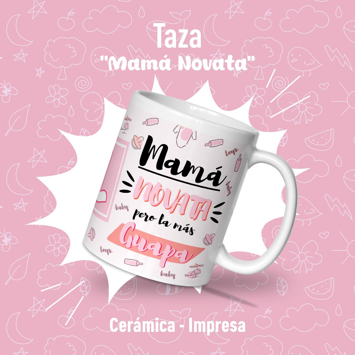 Taza Mamá Primeriza – Regalo Original para Futuras Mamás y Día de la Madre – Detalle Emotivo para Embarazadas – Mama Novato - taza futura mama — view 2