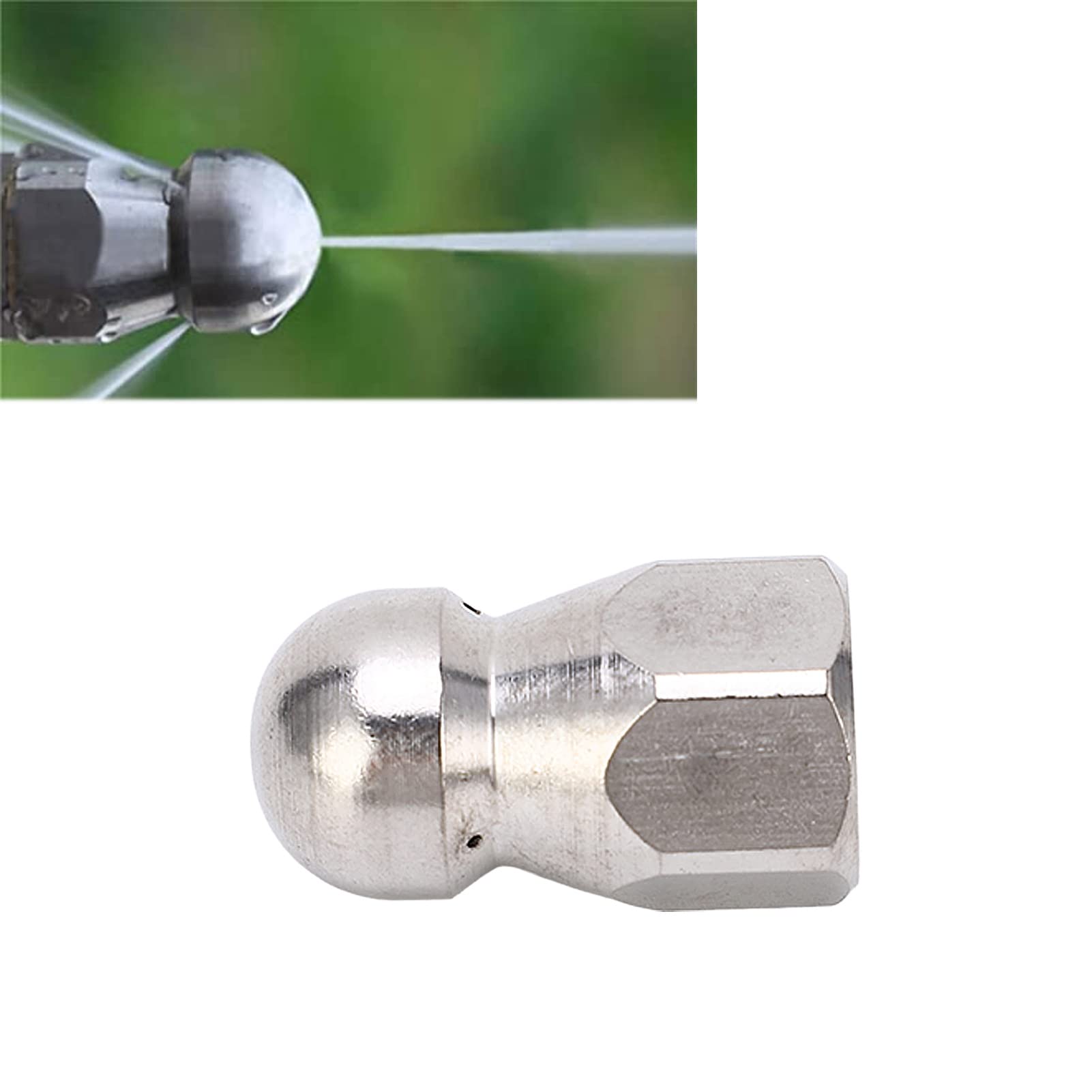 Dysza Myjki Ciśnieniowej, Dysza do Pogłębiania Rur Wysoka wydajność Odporna na Zużycie Stal Nierdzewna Maks. 212 ℉ 5000 PSI do Sprzątania Domu (Głowica kulowa Przód 1 Tył 3