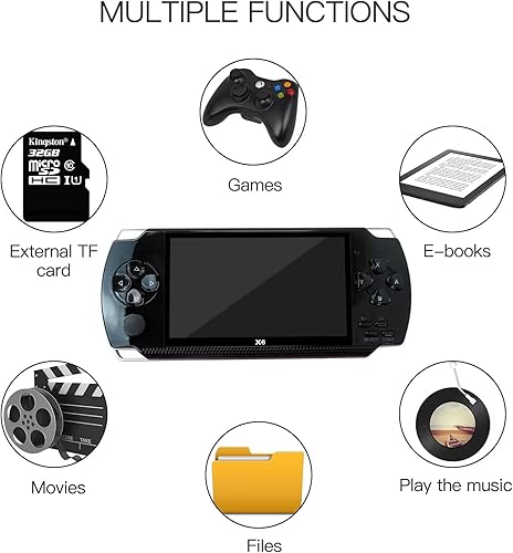 Miniatura 3 de Consola de juegos portátil X6 versión actualizada, consola de juegos retro portátil de 4.3 pulgadas, 8G 10.000 juegos integrados, consola de juegos