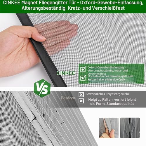 VERDICKTER Fliegengitter Tür Moskitonetz Tür Magnet Vorhang Insektenschutz für Balkontür… – Ansicht 3