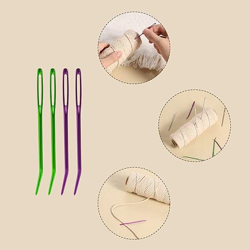 Miniatura 4 de 7 agujas romas de ojo grande, hilo de acero inoxidable, aguja de oscurecimiento para tapiz, aguja de lana, aguja de macramé, agujas de tejer para